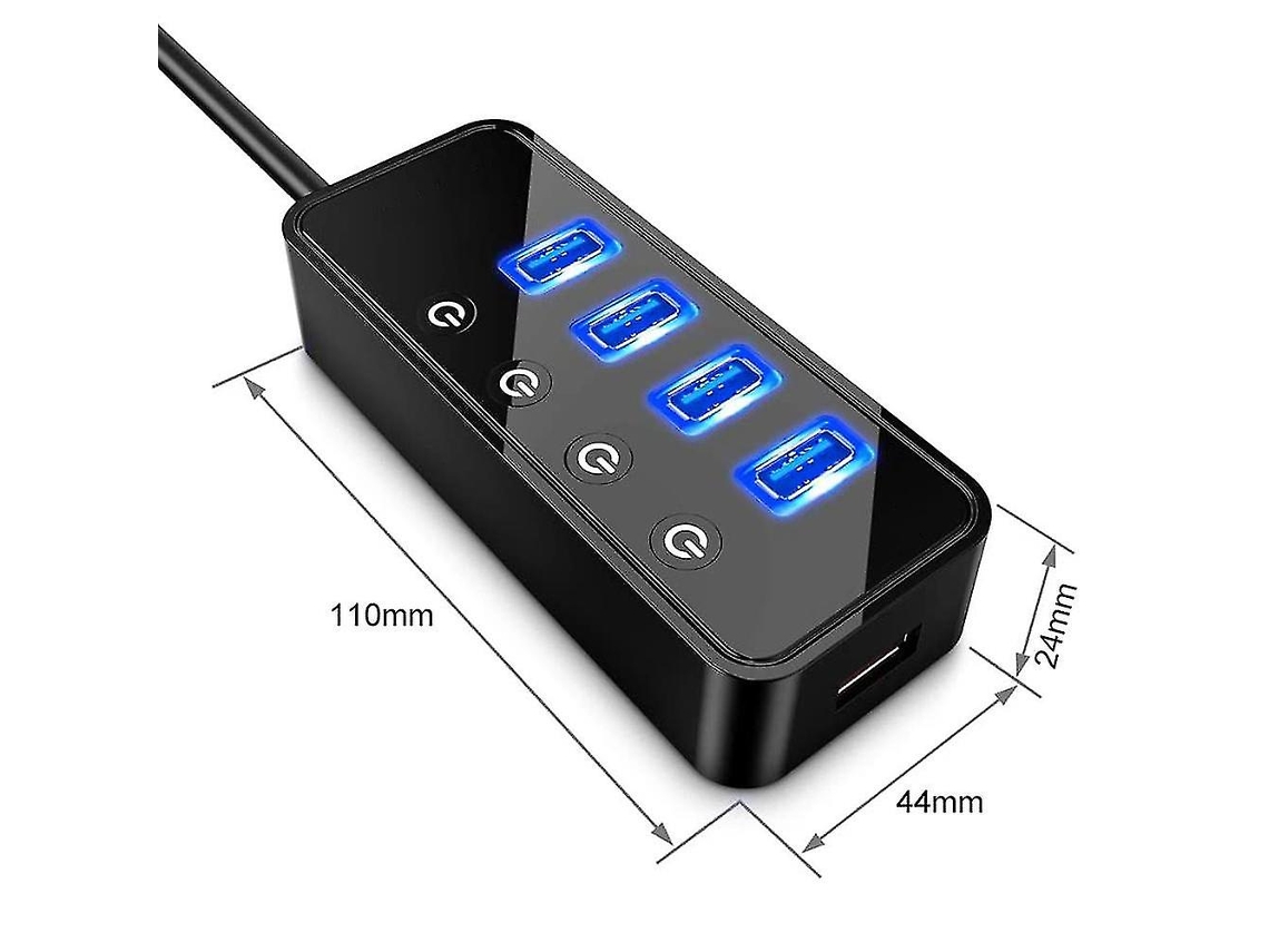 Hub USB 3.0 Slowmoose de 4 portas com 4 portas de dados USB 3.0, preto