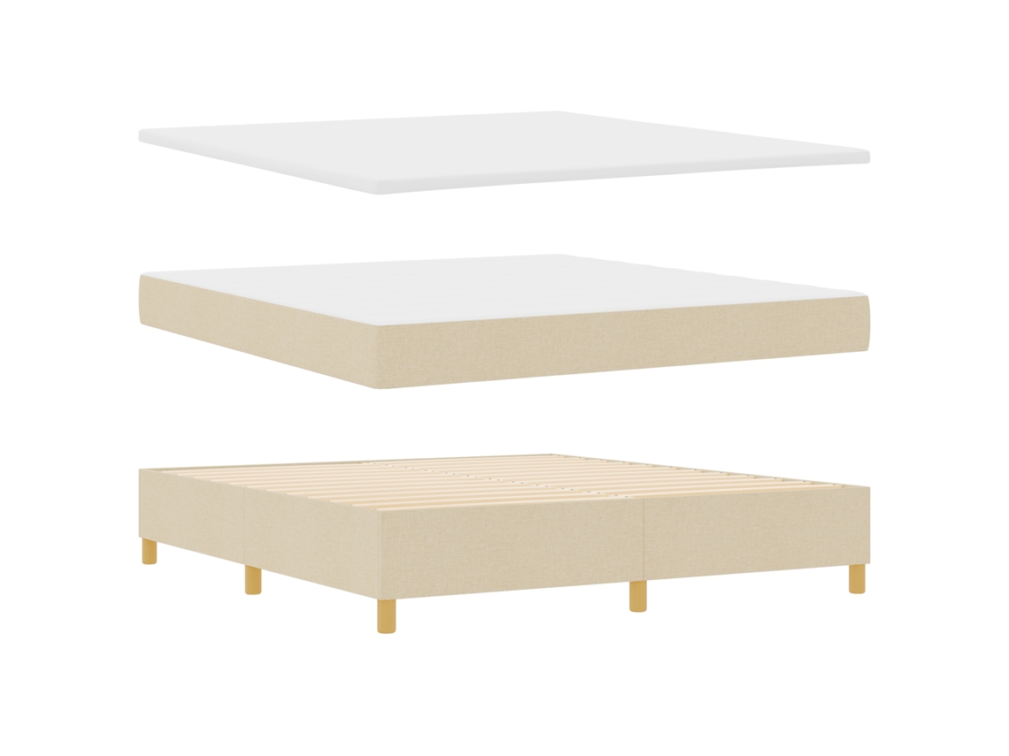 Cama  Com Estrado E Colchão Creme Vidaxl Tecido (180x200 Cm)