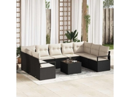Vidaxl Conjunto De Sofás 10 Unid. Preto Vime Pe