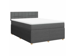 Cama com Molas e Colchão Tecido Cinzento Escuro MAISON EXCLUSIVE (140x190 cm)