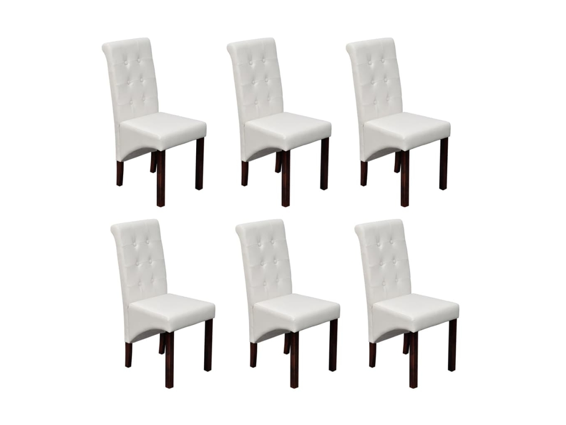 Vidaxl Cadeiras De Jantar 6 Pcs Couro Artificial Branco