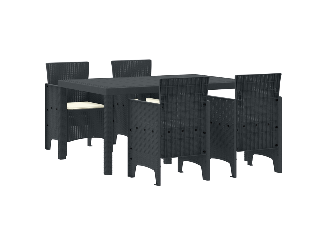 Conjunto 5 Conjunto De Jantar Para Jardim Vidaxl Antracite Polipropileno (150 X 100 X 73 Cm)