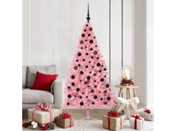 Vidaxl Árvore De Natal Artificial Pré-iluminada Rosa 180 Cm Pvc