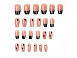 Tips para Unhas em Estilo Francês com Borda Preta e Corações Modelo Hy290 + Kit de Ferramentas com Gel Rosa AURUM
