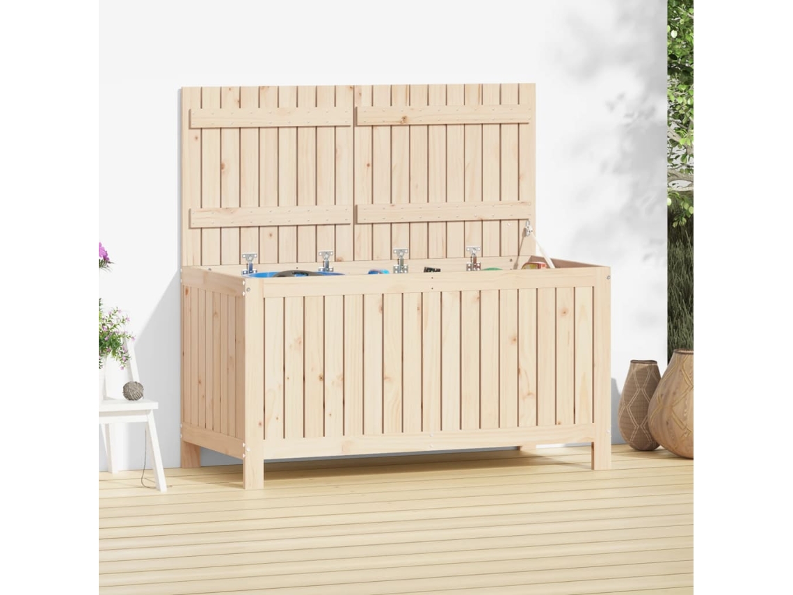 Vidaxl Caixa De Arrumação Jardim 121x55x64 Cm Pinho Maciço
