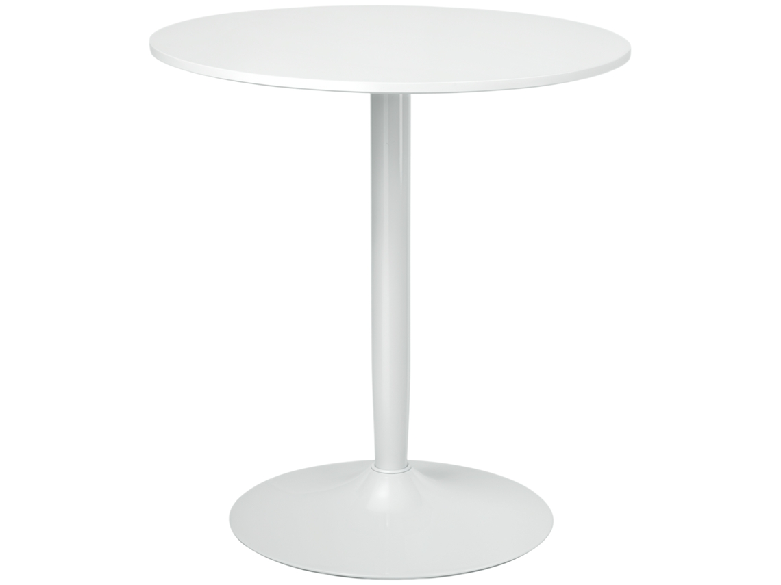 Mesa De Jantar Para 2 Pessoas, Tampo Redondo, Base De Aço, Branca, 70 X 70 X 75 Cm Mymhru