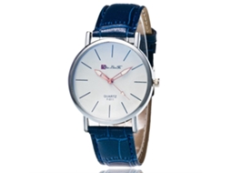 Relógio de pulso casual de couro, estilo simples, para casais, quartzo azul.