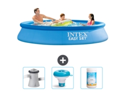Piscina Inflável Redonda INTEX Easy Set 305 X 61 Cm Azul Incluída Bomba de Filtro de Piscina Flutuador de Cloro Cloro