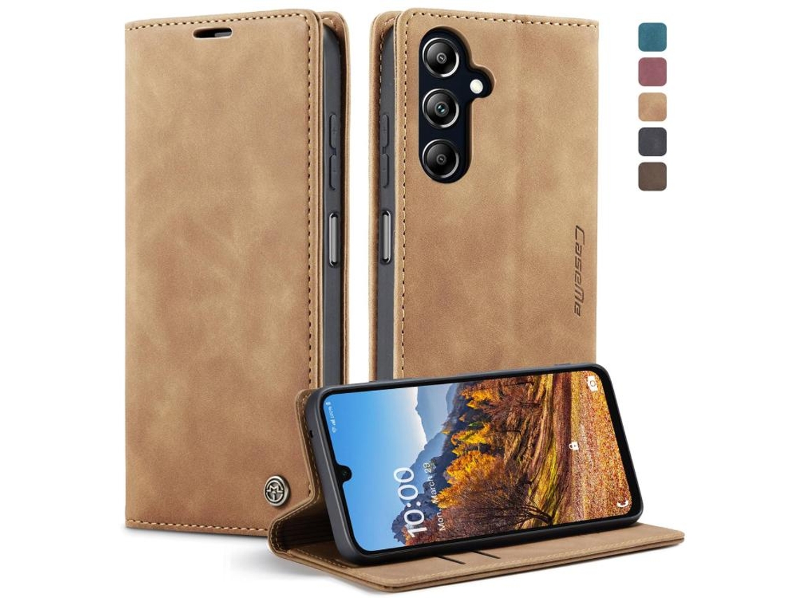 Capa Para Samsung Galaxy A16 5g Multifuncional Horizontal Flip De Couro Para Telefone Marrom