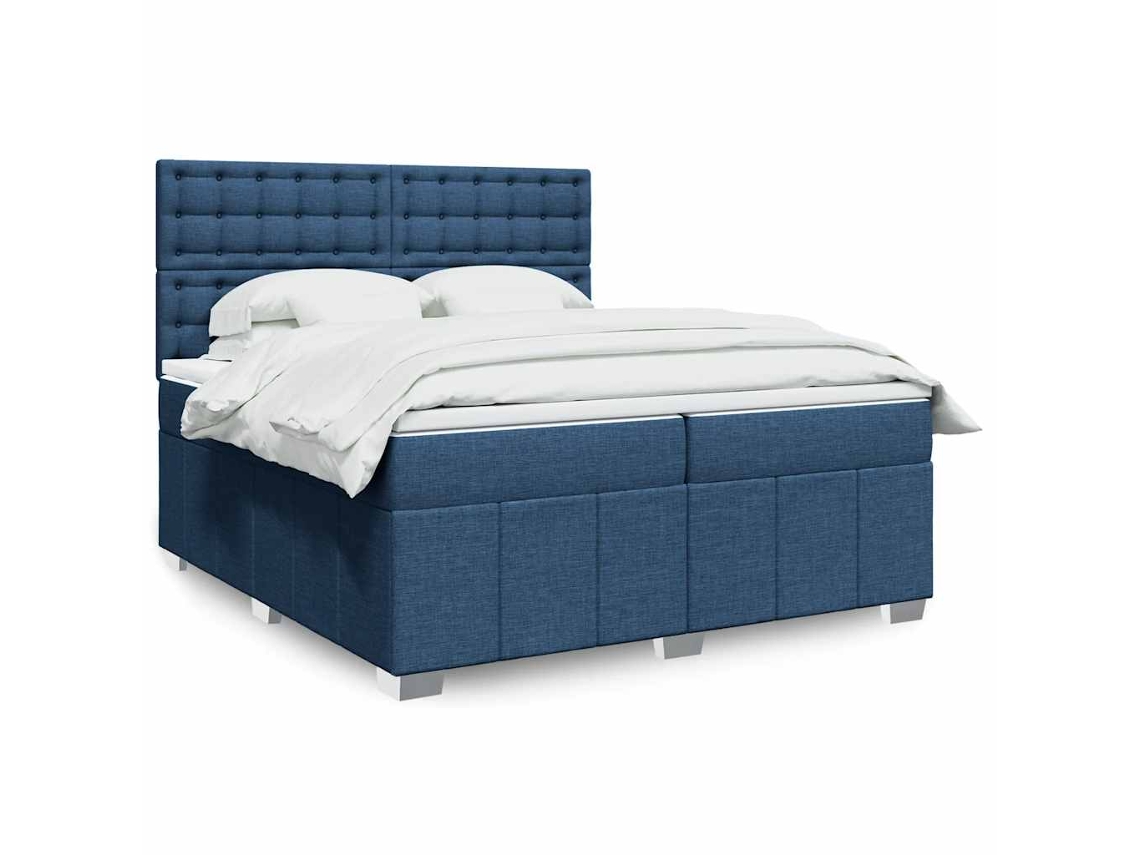Vidaxl Cama Com Molas/colchão 200x200 Cm Tecido Azul