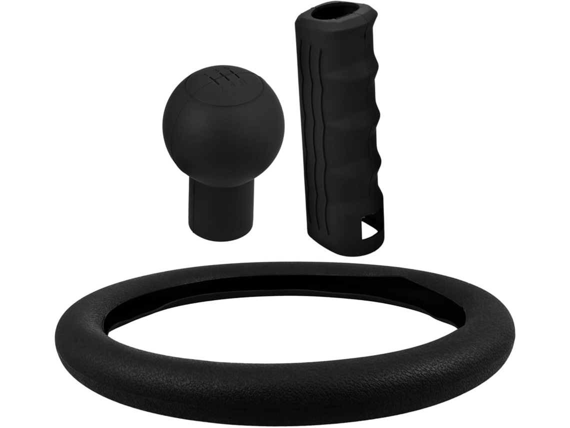 Capa para volante de carro com superfície de silicone lisa, conjunto de 3 peças, precisa e fácil de usar.