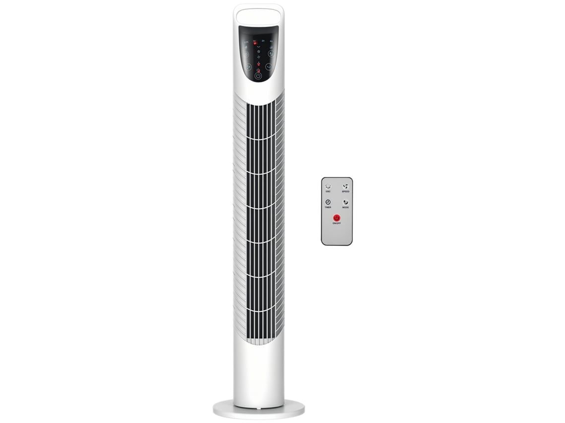 Ventilador De Torre Oscilante Silencioso, 40 W, Controle Remoto, Painel De Controle Sensível Ao Toque, 3 Velocidades, Ø18 X 78,5 Cm (altura), Branco