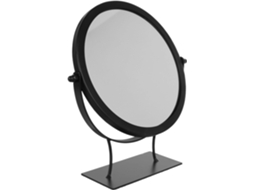 Espelho de mesa com moldura de vidro preto e acabamento simples para quarto.