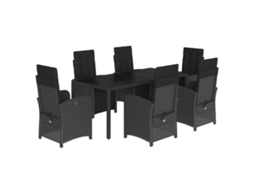 Garden Dining Set, Garden Dining Sets Vidaxl Preto Rattan / Vime (mesa Com 190 Cm De Comprimento)