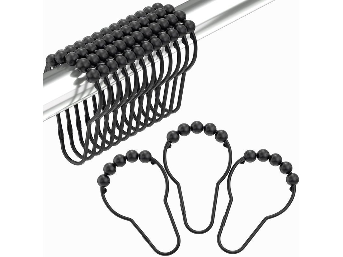 Ganchos Decorativos para Cortina de Chuveiro Aço Inoxidável Resistente À Ferrugem Preto S/MARCA