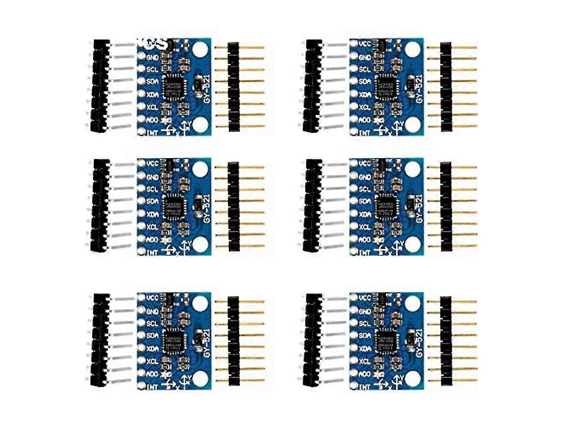 6 Peças 521mpu 6050 Módulo Acelerômetro De 3 Eixos 6 Dof Módulo Sensor De Giroscópio Conversor Ad De 16 Bits Dados Aquaforge