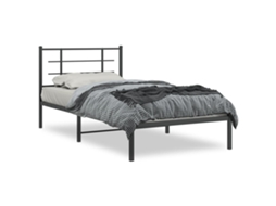 Estrutura de Cama com Cabeceira Metal Preto MAISON EXCLUSIVE 107x203 cm