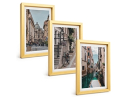Galeria De Pinturas Muraisruas Venezianas Com Água Moldura Dourada Fotos Para O Escritório Espelharte (3 Peças 20x30 Cm)