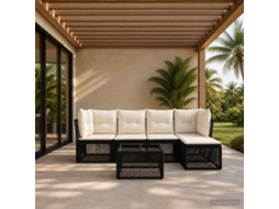 Vidaxl Conjunto De Sofá De Jardim 6 Unid. Preto Vime Pe