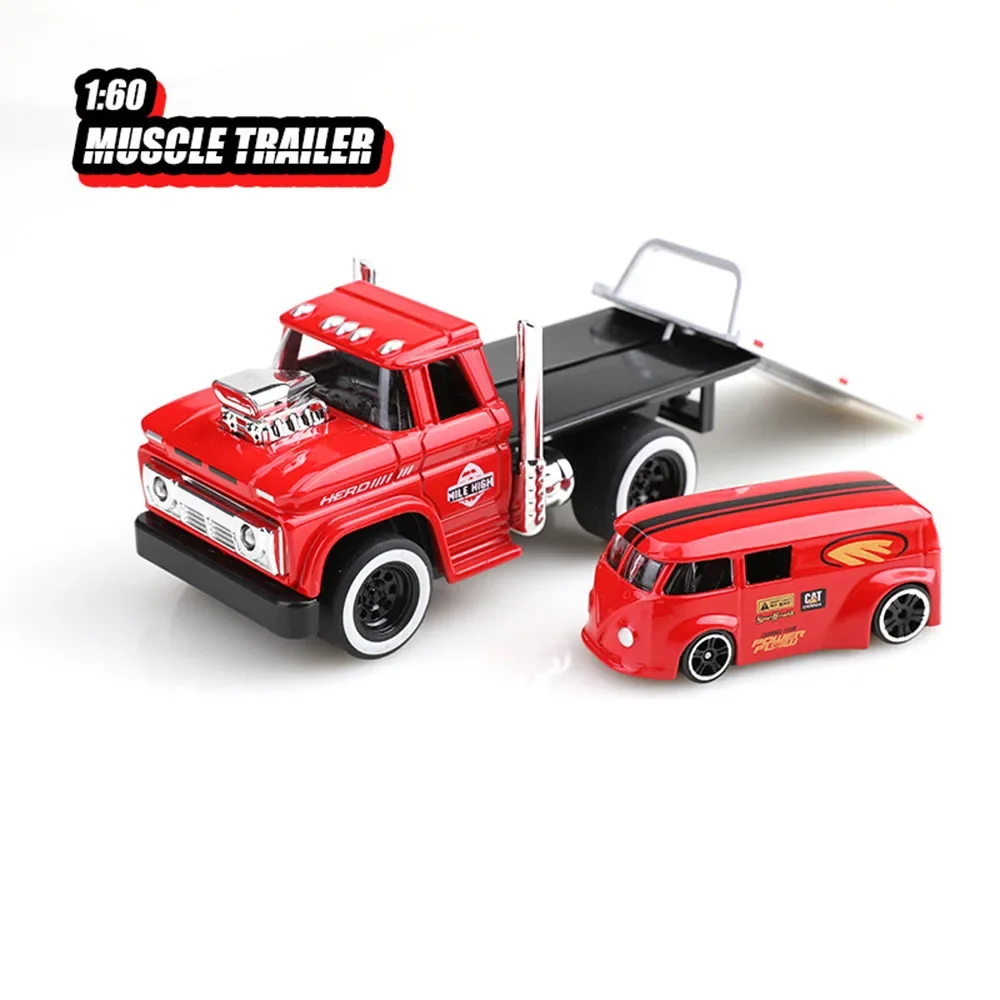(vermelho) Caminhão De Transporte Dedicado Em Escala 1:60 - Modelo De Carrinho De Brinquedo - Música E Luzes
