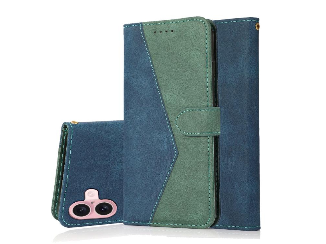Capa Para Iphone 17 Em Couro Com Costura Bicolor.
