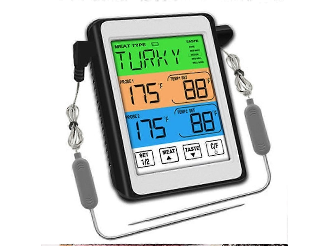 Termômetro Digital Para Grelha Com 2 Sondas, Termômetro Para Cozinhar, Defumar, Grelhar E Termômetro Com Display Lcd Tela Colorida Ly Ebike