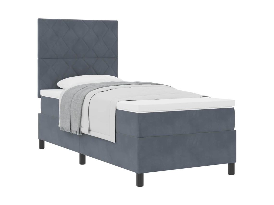 Cama Box com Cabeceira Cinza Escuro 90 X 190 Cm Veludo MAISON EXCLUSIVE