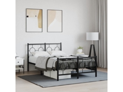 Vidaxl Estrutura de Cama com Cabeceira e Pés 120x190 Cm Metal Preto