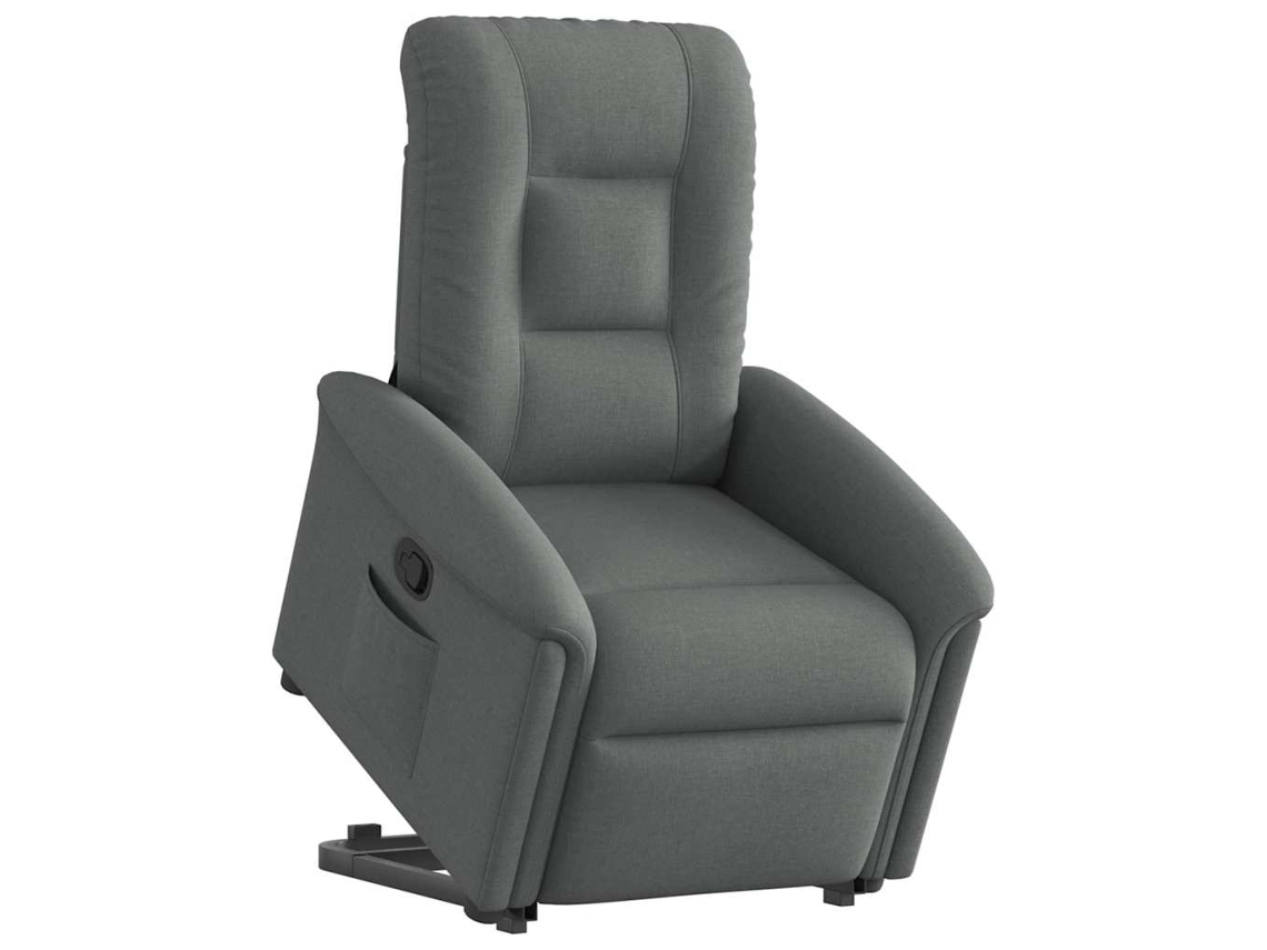 Vidaxl Poltrona Reclinável Elevatória Tecido Cinzento-escuro