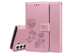 Capa De Couro Pu Com Flip Horizontal E Estampa De Rosas Para Samsung Galaxy S21 5g Com Suporte, Compartimentos Para Cartões E Carteira