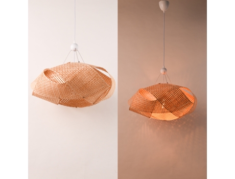 Lâmpada Pendente De Vime Branco Trançado À Mão, Design Geométrico, Estilo Natural Boho, Casquilho E27 Para Sala Ou Sala De Jantar Alpinaluz