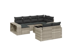 Conjunto de 11 Sofás de Jardim com Almofadões Vime Pe Cinzento MAISON EXCLUSIVE