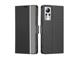 Capa De Couro Com Textura Sarjada E Fivela Lateral Para Infinix Note 11