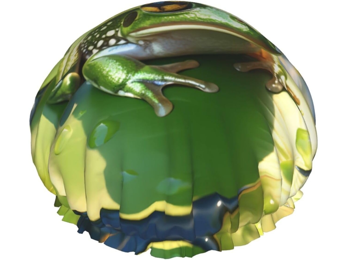 Touca De Banho Crouching Frog Para Mulheres, Impermeável, Reutilizável, Com Cordão Elástico Lavável, Adequada Para
