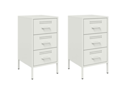 Mesas de Cabeceira 2 Pcs 36x39x68 Cm Aço Branco MAISON EXCLUSIVE