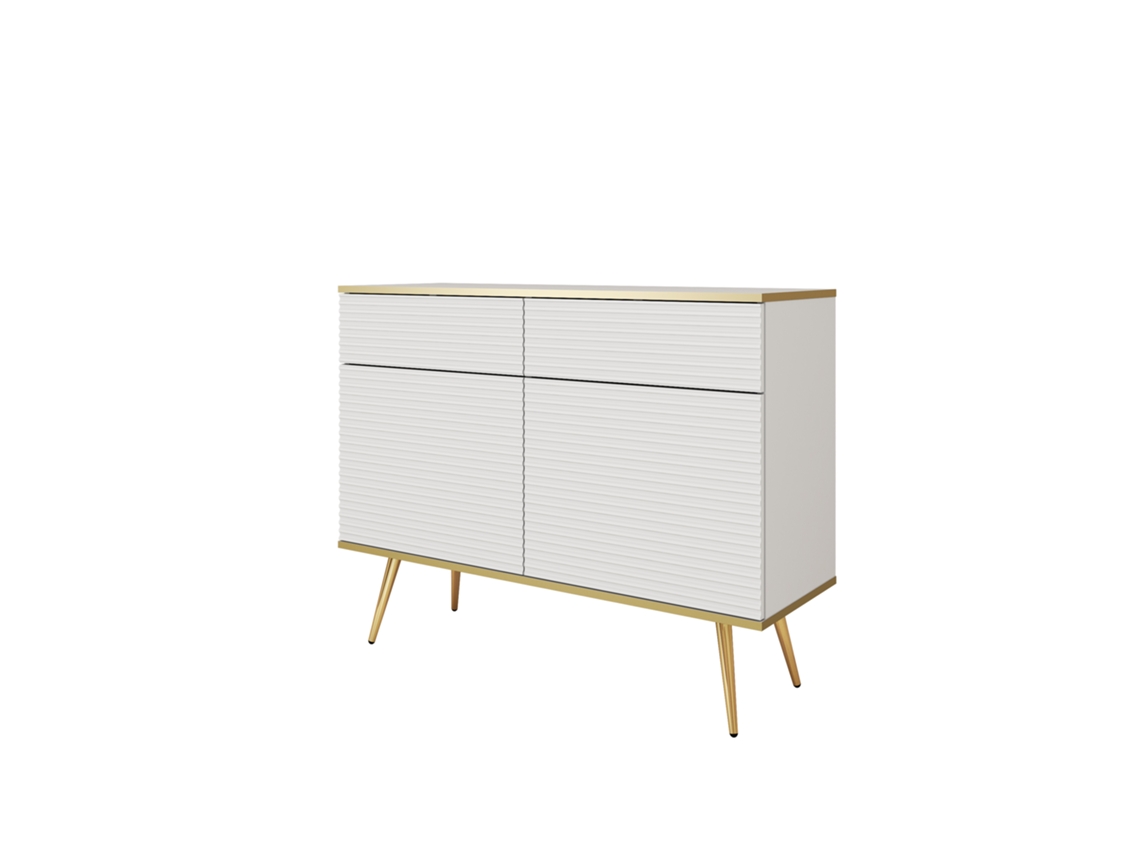 Aparador Branco Glamoroso Com Pés Dourados, 107 X 85 X 39 3E 3XE LIVING.COM