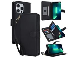 Capa Carteira De Couro Para Iphone 13 Pro Max - Com Rfid - Para Vários Cartões