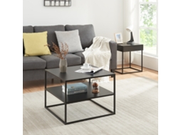 Mesa de Centro Solund com 1 Prateleira em Aço 60X60X45Cm Preto Mate [EN.CASA]