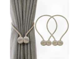 Conjunto De 2 Suportes Magnéticos Para Cortinas Na Cor Bege, Ideais Para Decoração E Organização Da Casa