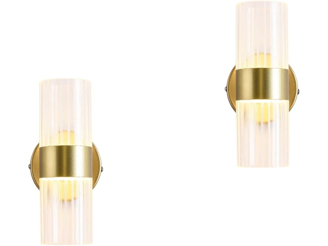 Conjunto de 2 Luminárias de Parede Led com Duas Lâmpadas Cilíndricas de Vidro, Elegantes e Decorativas para Quarto e SFUSHOS