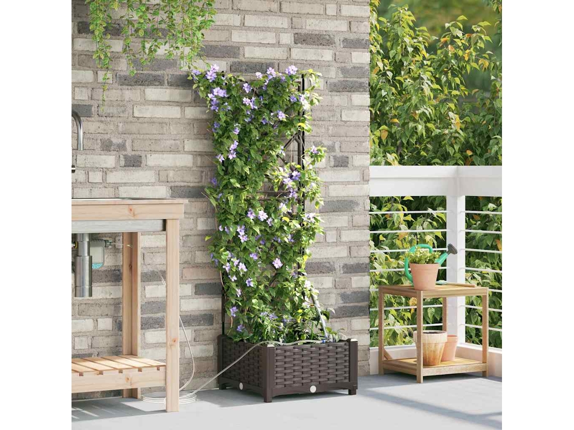 Vidaxl Vaso De Jardim Castanho 40 X 40 X 126 Cm Pp