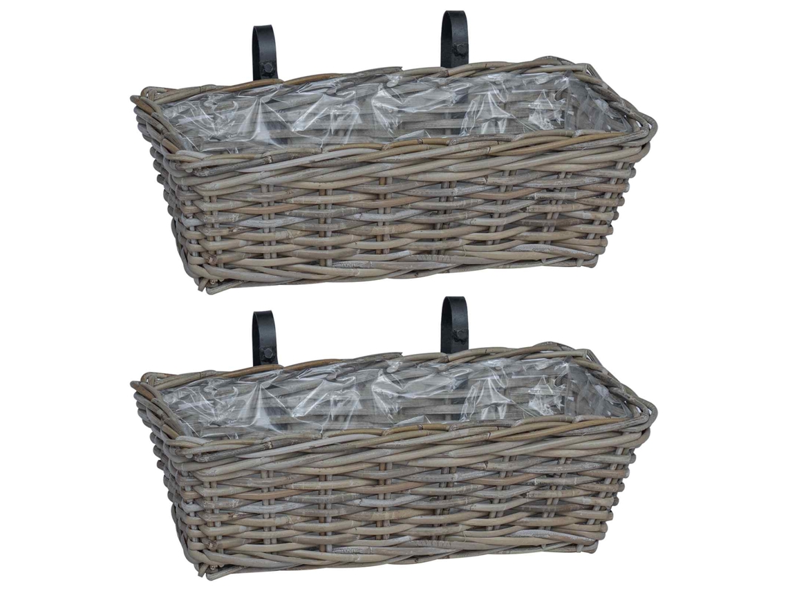 Conjunto 2 Cesta Suspensa Vidaxl Cinzento Vime (48 X 22 X 15 Cm)
