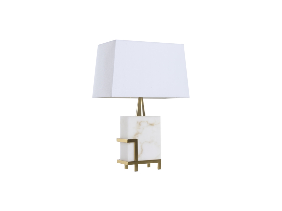 Abajur de Mesa em Metal Branco com Efeito Mármore, 40x23x62cm ALEXANDRA HOUSE LIVING