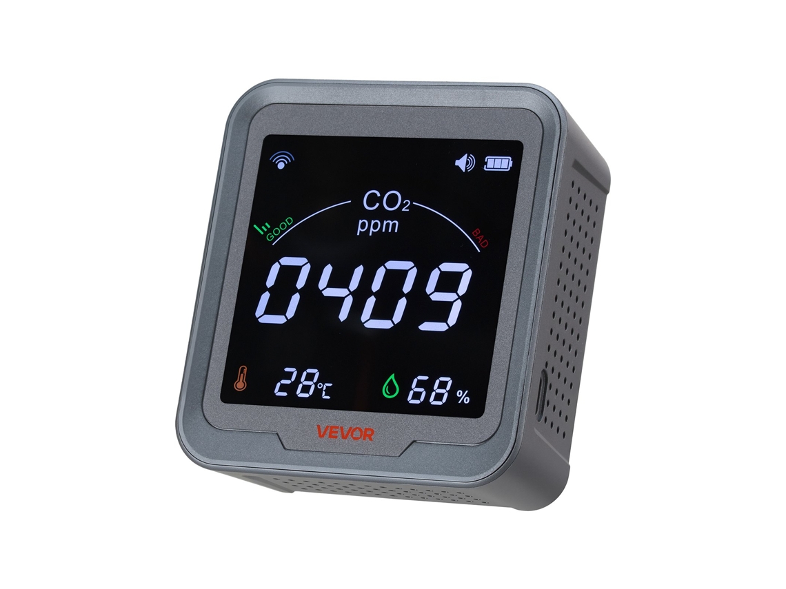 Monitor De Dióxido De Carbono 400 A 5000 Ppm Com Ecrã 90 X 40 X 100 Mm Vevor