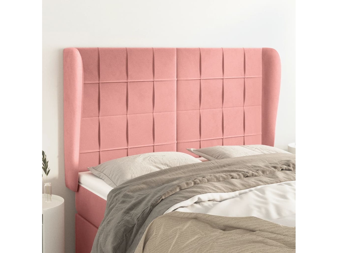 Vidaxl Cabeceira De Cama C/ Abas Veludo 147x23x118/128 Cm Rosa