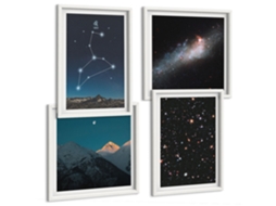 Quadros Decorativos Para Parede Galáxia Espacial, Constelação De Leão Moldura Branca Quadros Para A Sala De Estar Espelharte (conjunto De 4 Imagens)