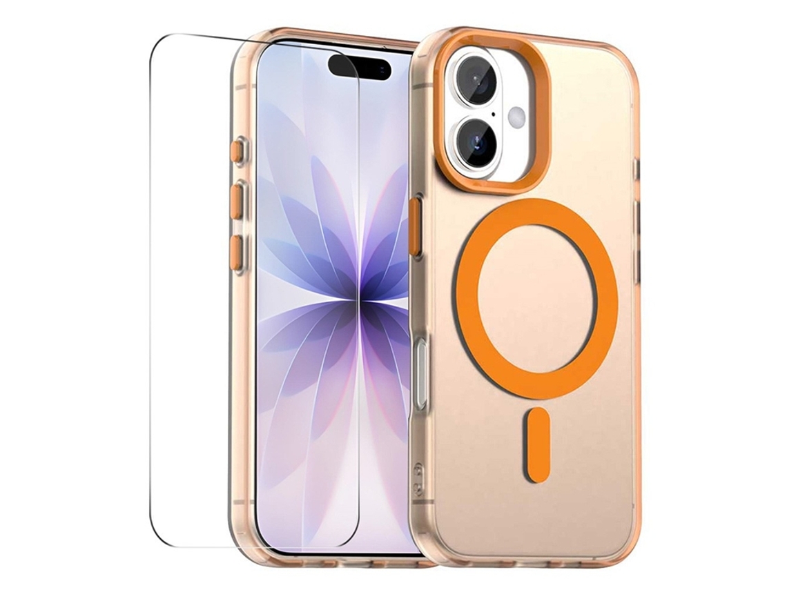 Capa Enkay Para Iphone 17 Magsafe Com Vidro Temperado 9h - Laranja