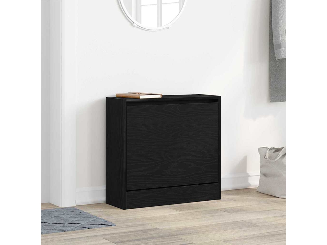 Vidaxl Armário De Sapatos Com Porta Carvalho Preto 60 X 21 X 57 Cm