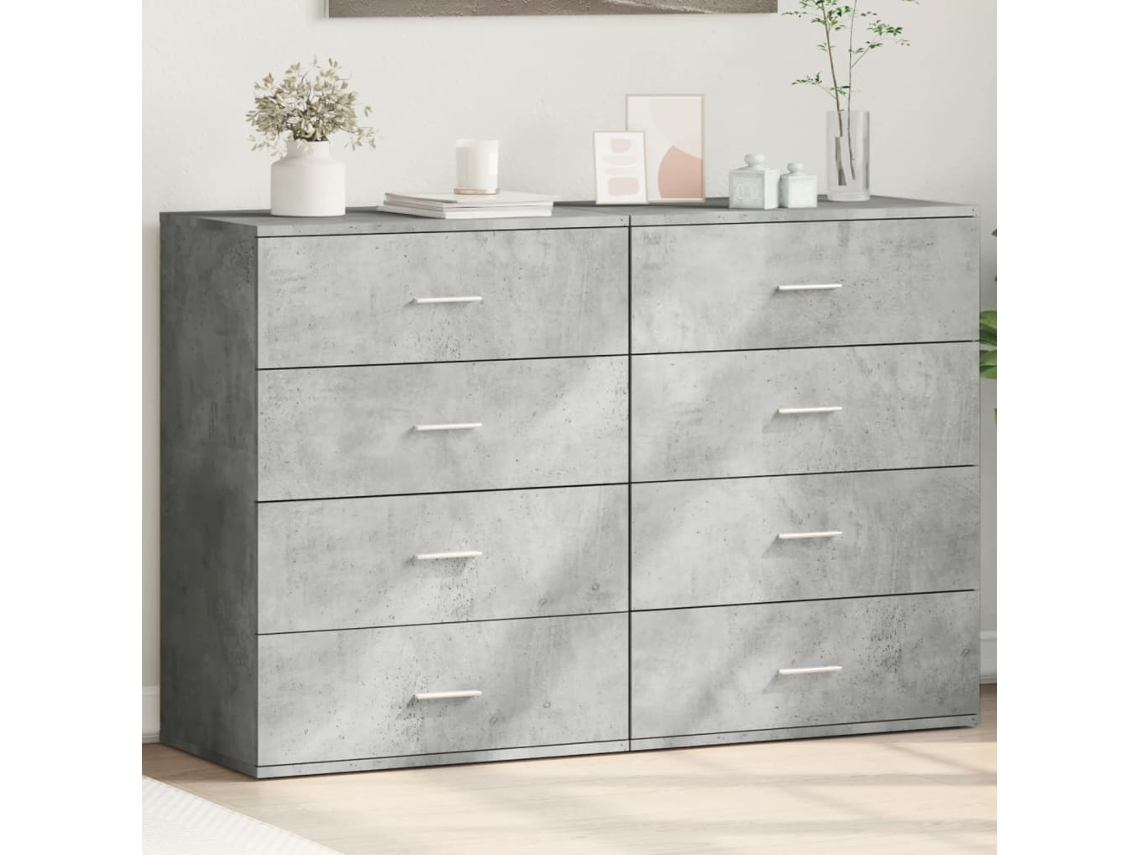 Vidaxl Aparadores 2 Pcs 60x39x80 Cm Derivados Madeira Cinzento Cimento