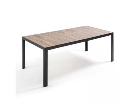 Mesa de Jardim em Alumínio e Cerâmica Efeito Madeira (206 x 100 x 74,5 cm)